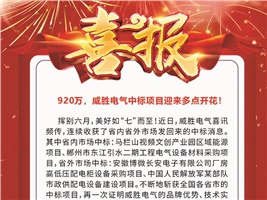 920萬，威勝電氣中標項目迎來多點開花！